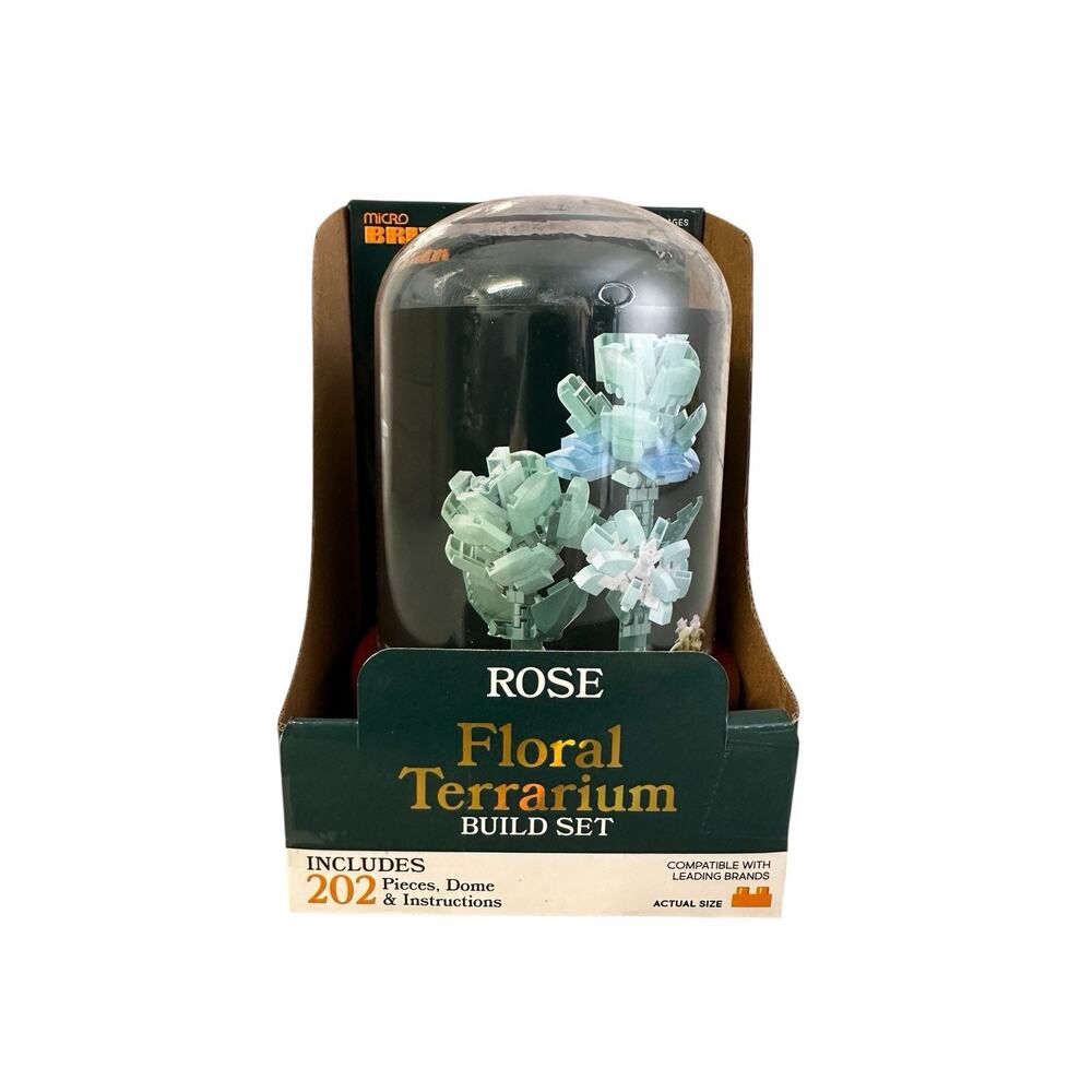 Micro Brix Floral Terrarium ROSE Building Blocks Set Build Toy 202 Pieces New